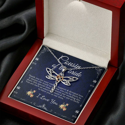Dragonfly Necklace, Cousin Of The Bride Necklace Gift, Wedding Gift From Bride/Groom, Bridal Party Thank You Gift, Cousin Wedding Gift #0141