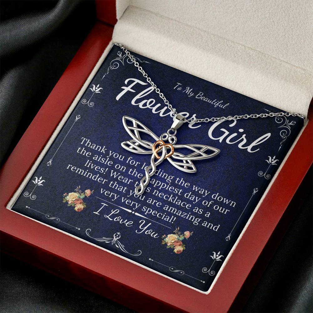 Dragonfly Necklace,Junior Bridesmaid Gift Flower Girl Jewelry Gift for Junior Bridesmaid,Necklace For Little Girl On Wedding #0123