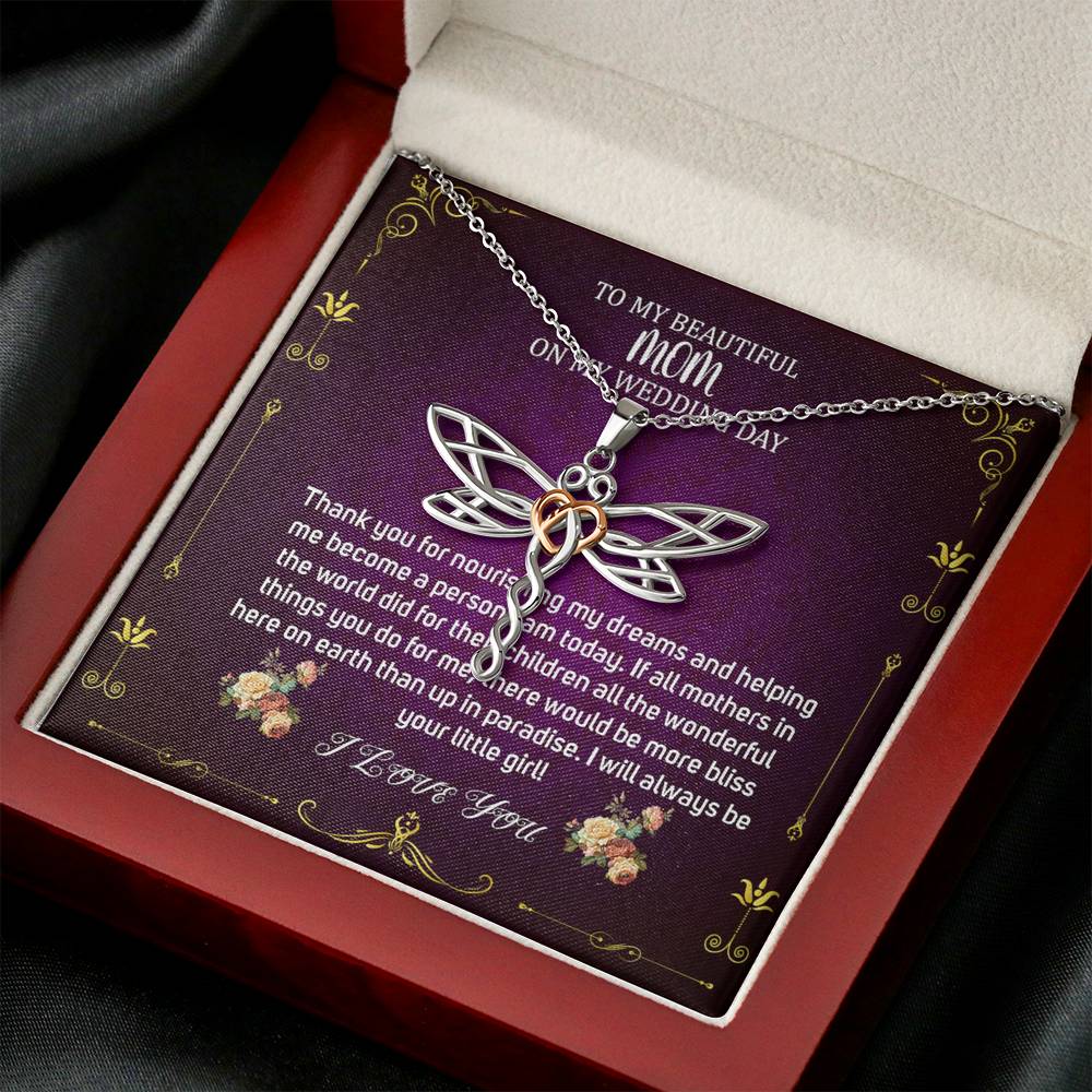 Dragonfly Necklace To My Mom On My Wedding Day Mother Of The Bride Gift From Daughter Mother Of The Bride Necklace From Bride Wedding#0030