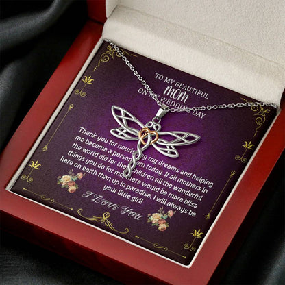 Dragonfly Necklace To My Mom On My Wedding Day Mother Of The Bride Gift From Daughter Mother Of The Bride Necklace From Bride Wedding#0030