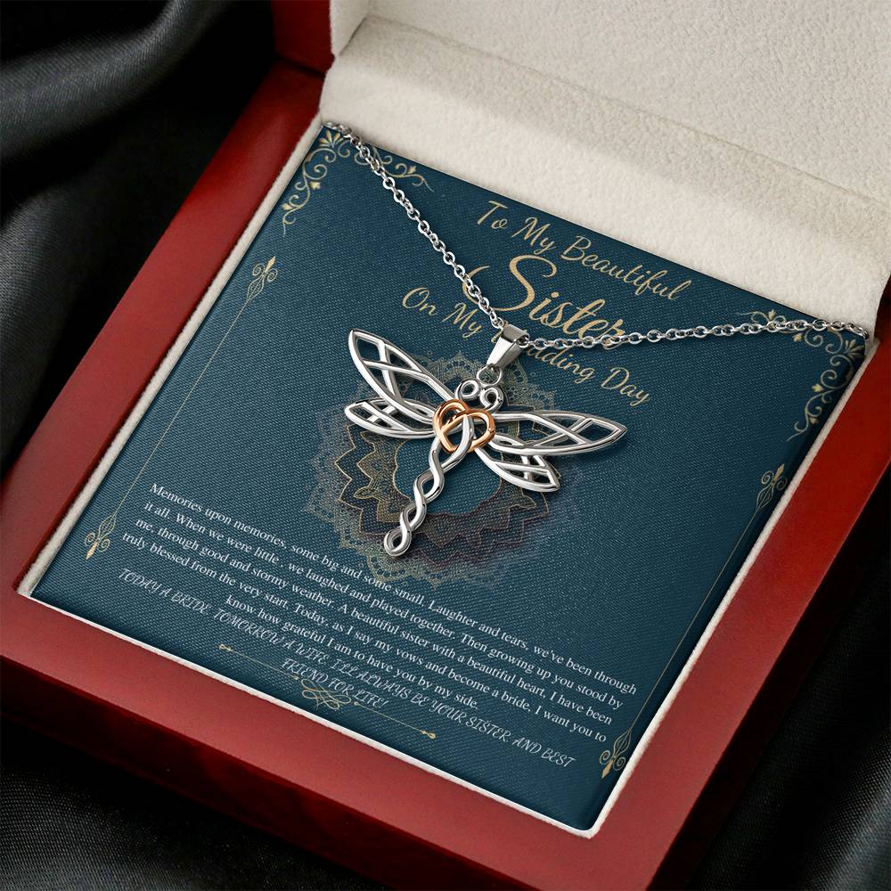 To My Sister on My Wedding Day, Thank You Letter To My Sister,Gift For Sister On My Wedding, Sister to Sister Gift, Dragonfly Necklace #0256