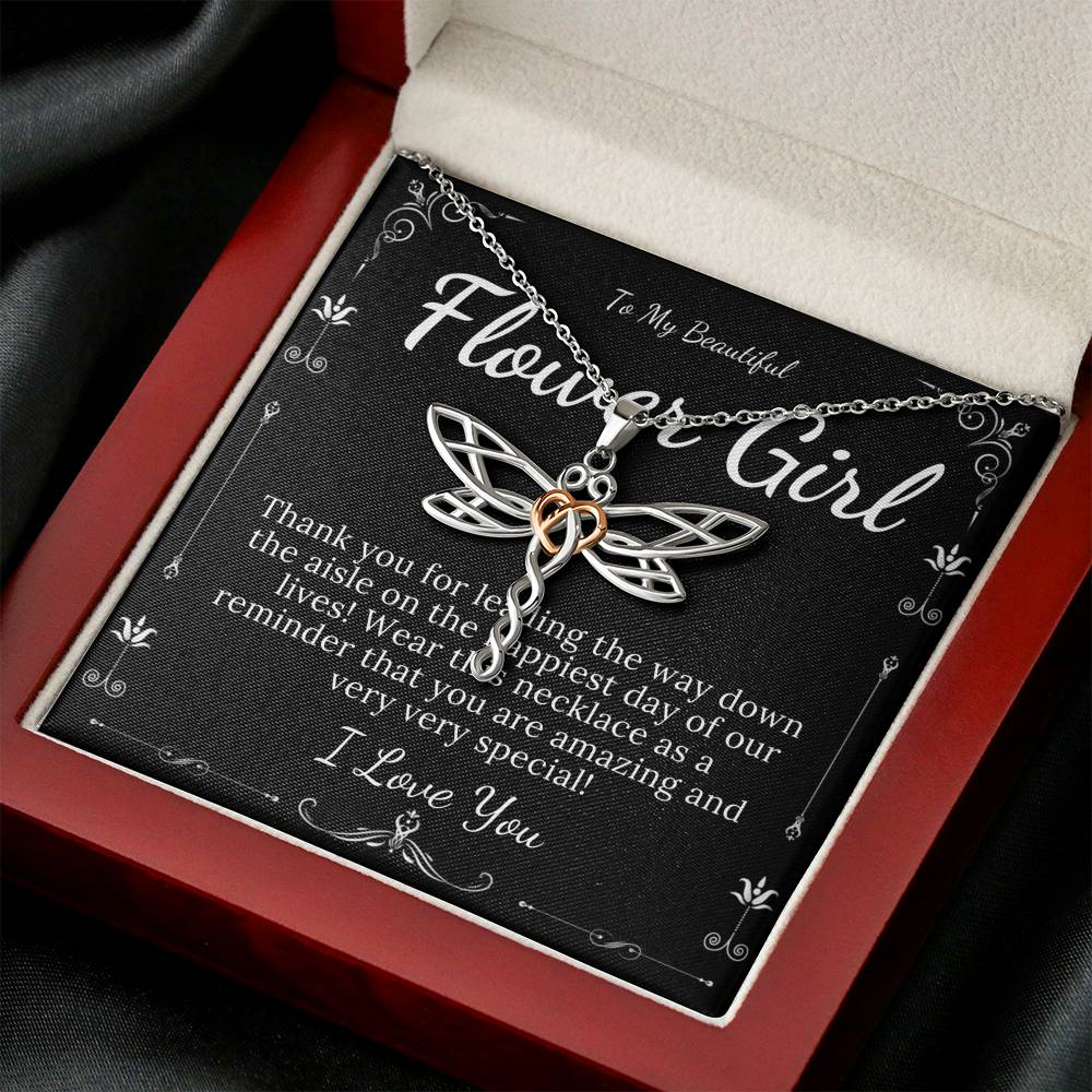 Dragonfly Necklace, Flower Girl Gift, Flower Girl Necklace, Bridal Party Gifts, Flower Girl Proposal, Junior Bridesmaid Wedding Gift #0121