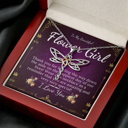 Dragonfly Flower Girl Necklace, Toddler Flower Girl Set, Flower Girl Gift, Flower Girl Jewelry, Little Girl Gift On Wedding Day #0122
