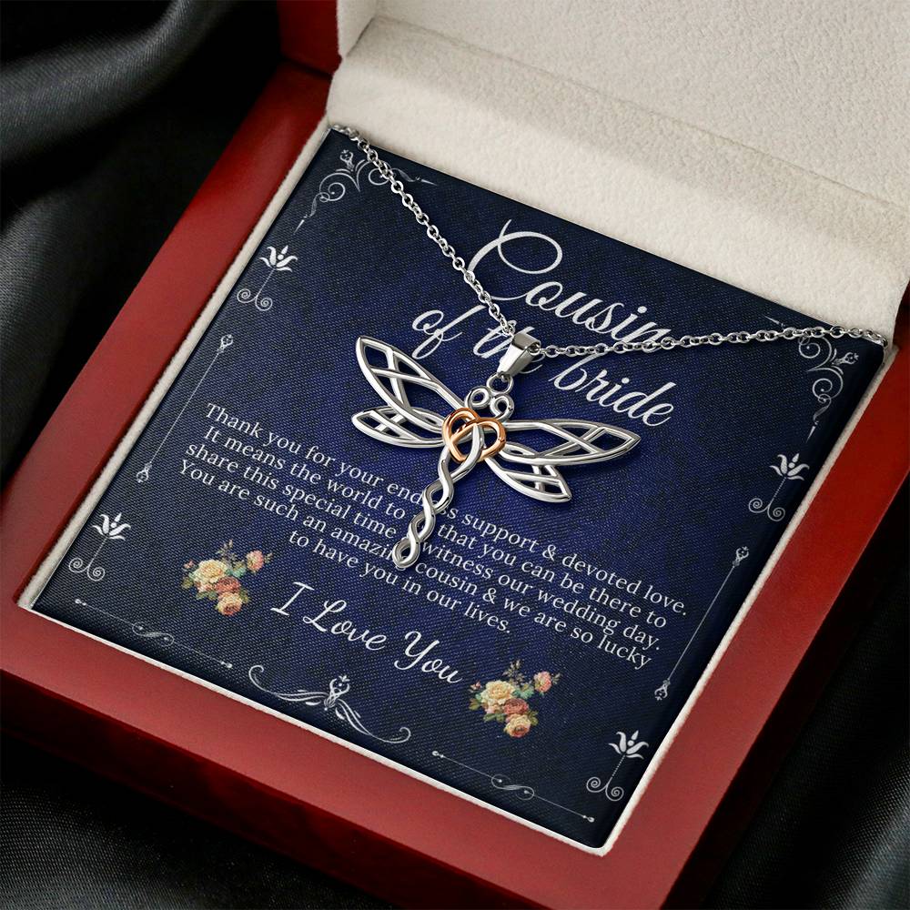 Dragonfly Necklace, Cousin Of The Bride Necklace Gift, Wedding Gift From Bride/Groom, Bridal Party Thank You Gift, Cousin Wedding Gift #0141