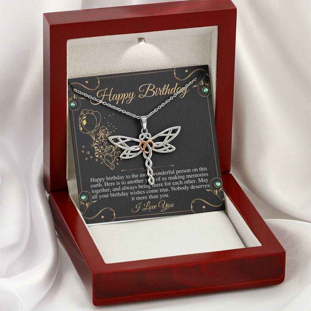 Birthday Gift Necklace, Birthday Gift for Friend, Sister Birthday, Mom Birthday Gift, Bday Jewelry for Her, Happy Birthday, Dragonfly #0632