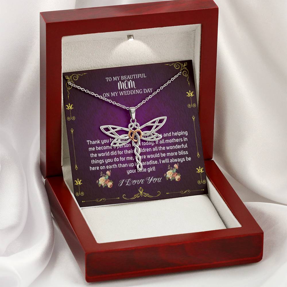 Dragonfly Necklace To My Mom On My Wedding Day Mother Of The Bride Gift From Daughter Mother Of The Bride Necklace From Bride Wedding#0030