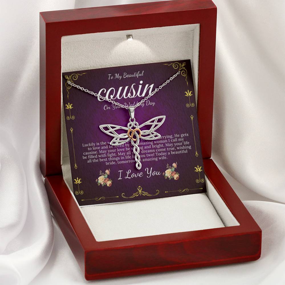 Dragonfly Necklace Gift For Cousin On Her Wedding Day Bride Gift From Cousin Bride necklace Gift For Cousin Wedding Gift For My Cousin #0113
