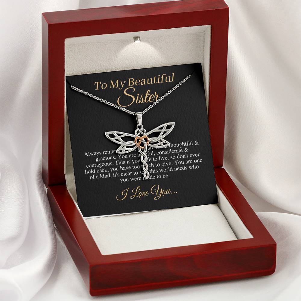 Necklace For Sister, Birthday Gift For Sister, To My Sister Necklace, Present For Sister, Christmas Gift From Sister/Brother,Butterfly #0543