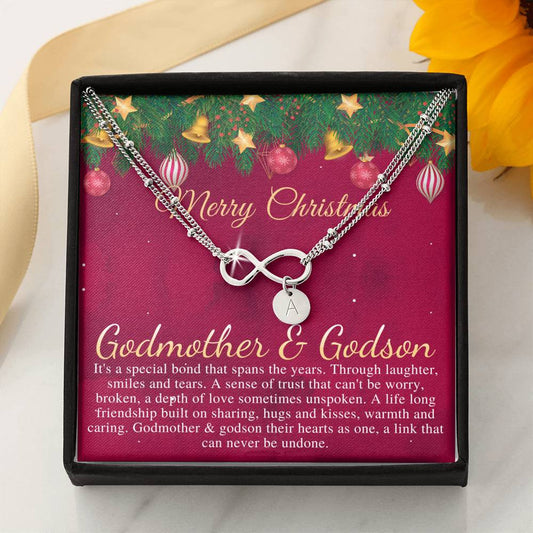 Godmother & Godson Christmas Necklace, Gift for Godmother from Godson, Godmother Christmas Gift, Christmas Jewelry for Godmother #0834