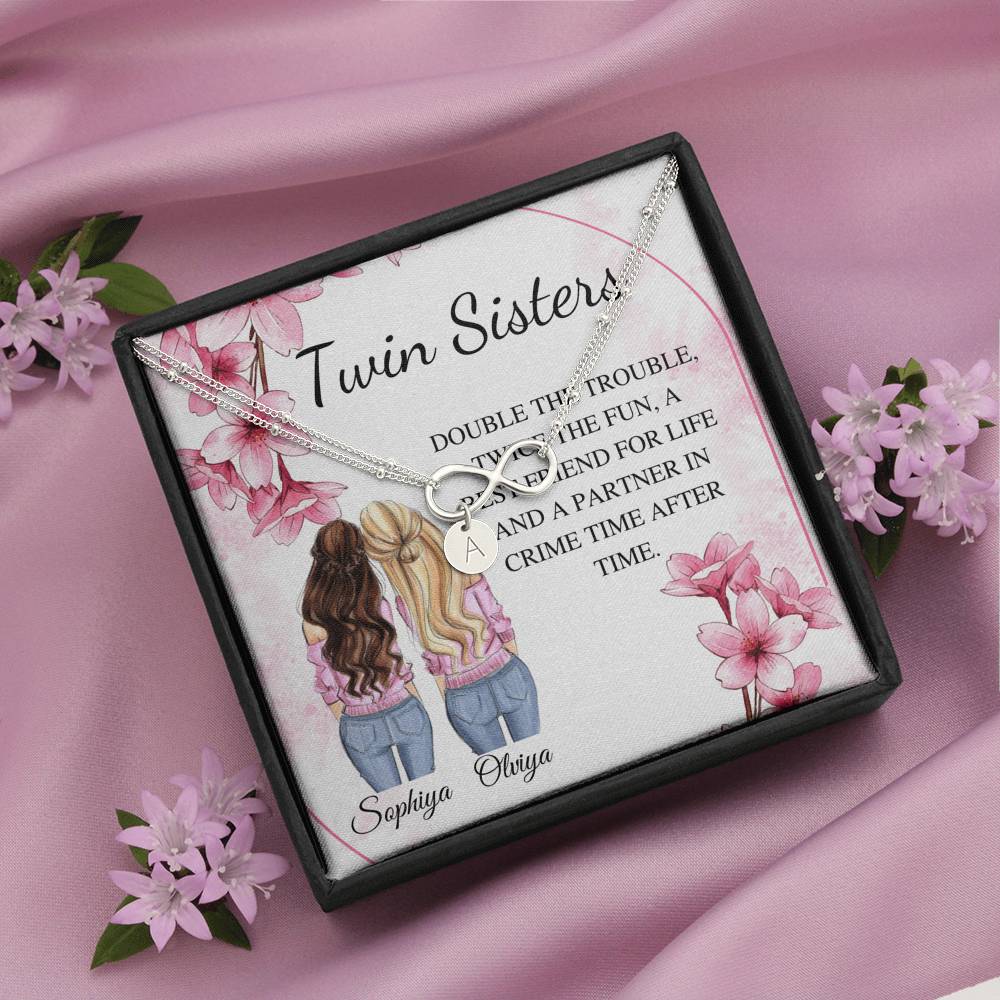 Personalized Bracelet Gift For Twin Sister, Sister Bracelet, Twin Sister BFF Gift, Engraved Initial Charm Bracelet, Twin Birthday Gift #0554