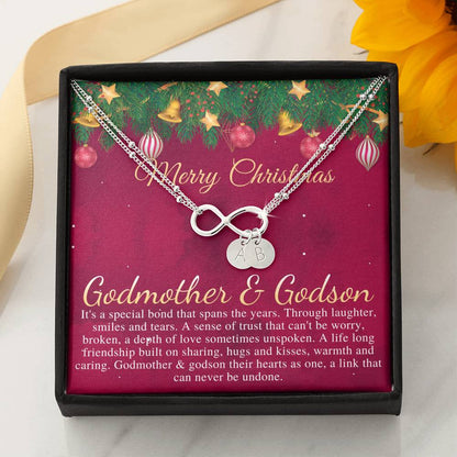 Godmother & Godson Christmas Necklace, Gift for Godmother from Godson, Godmother Christmas Gift, Christmas Jewelry for Godmother #0834