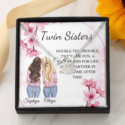 Personalized Bracelet Gift For Twin Sister, Sister Bracelet, Twin Sister BFF Gift, Engraved Initial Charm Bracelet, Twin Birthday Gift #0554