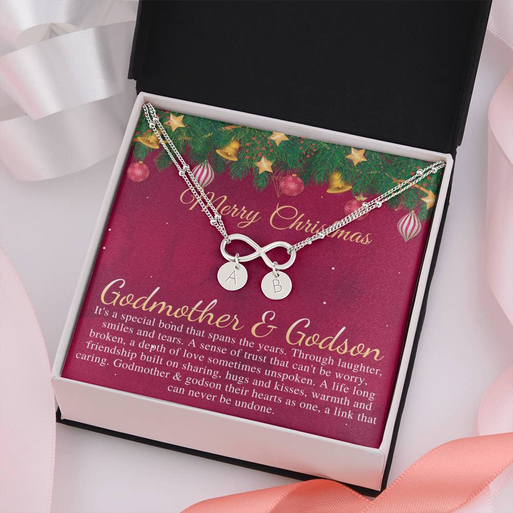 Godmother & Godson Christmas Necklace, Gift for Godmother from Godson, Godmother Christmas Gift, Christmas Jewelry for Godmother #0834