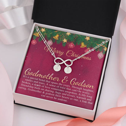 Godmother & Godson Christmas Necklace, Gift for Godmother from Godson, Godmother Christmas Gift, Christmas Jewelry for Godmother #0834