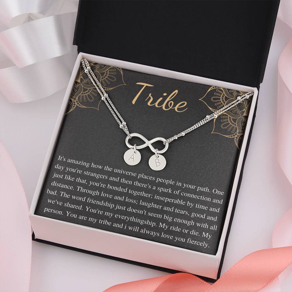 Gift for Your Tribe, Tribe Card and Bracelet, Gift for Friends, Initial Charm Bracelet, Best Friends Gift, Tribe of Friends Christmas #0597