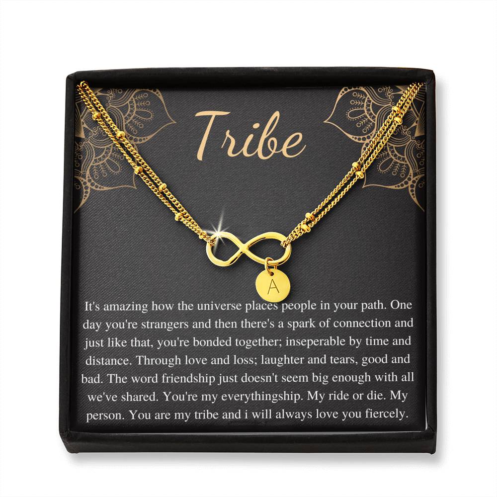 Gift for Your Tribe, Tribe Card and Bracelet, Gift for Friends, Initial Charm Bracelet, Best Friends Gift, Tribe of Friends Christmas #0597