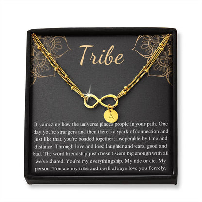 Gift for Your Tribe, Tribe Card and Bracelet, Gift for Friends, Initial Charm Bracelet, Best Friends Gift, Tribe of Friends Christmas #0597