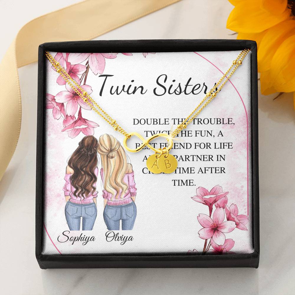 Personalized Bracelet Gift For Twin Sister, Sister Bracelet, Twin Sister BFF Gift, Engraved Initial Charm Bracelet, Twin Birthday Gift #0554