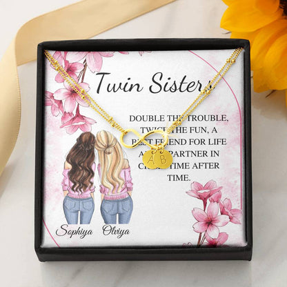 Personalized Bracelet Gift For Twin Sister, Sister Bracelet, Twin Sister BFF Gift, Engraved Initial Charm Bracelet, Twin Birthday Gift #0554