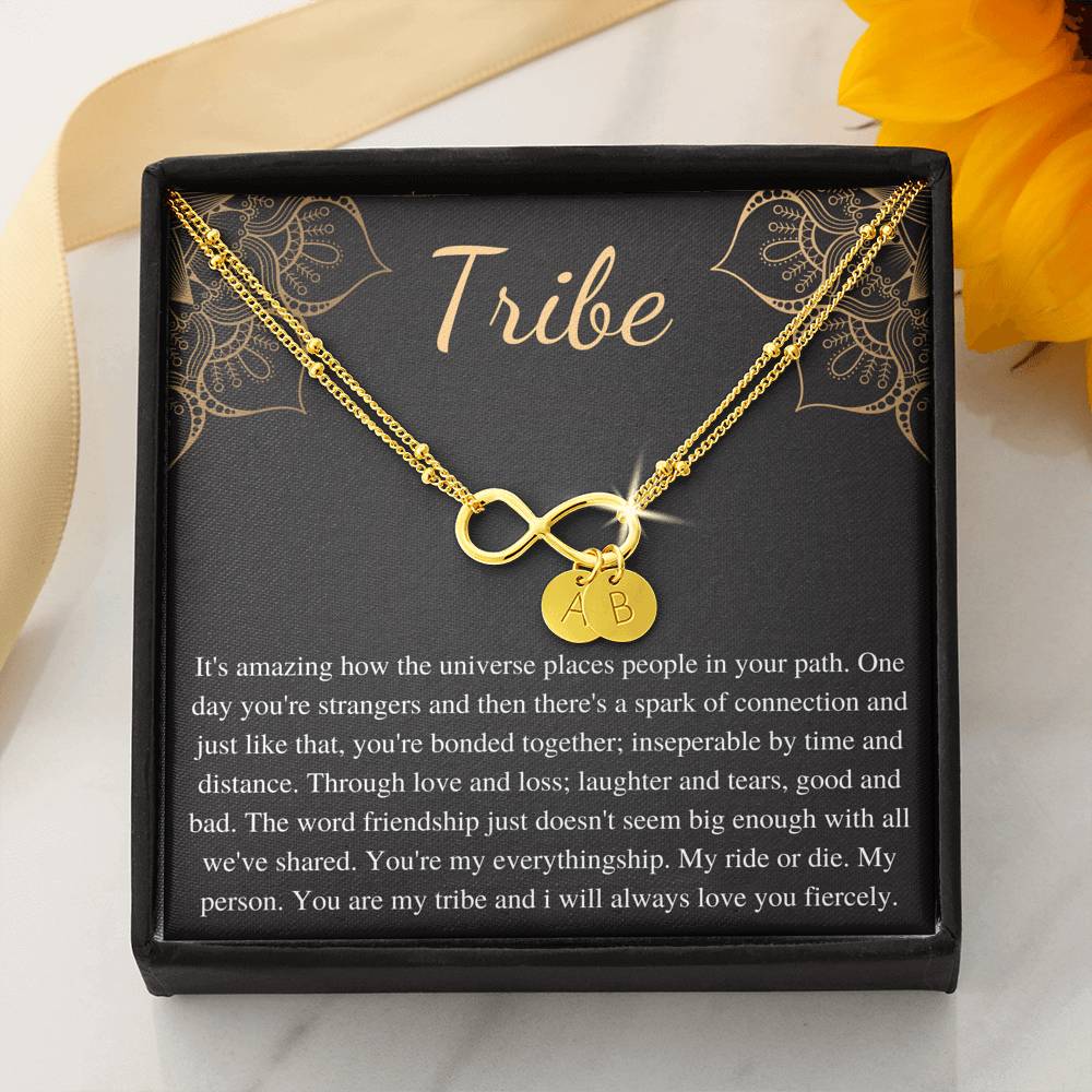 Gift for Your Tribe, Tribe Card and Bracelet, Gift for Friends, Initial Charm Bracelet, Best Friends Gift, Tribe of Friends Christmas #0597