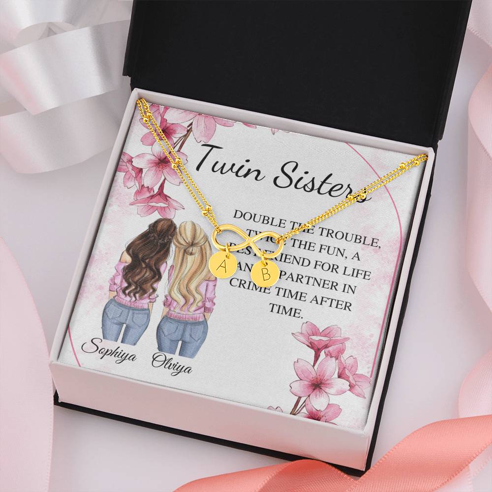 Personalized Bracelet Gift For Twin Sister, Sister Bracelet, Twin Sister BFF Gift, Engraved Initial Charm Bracelet, Twin Birthday Gift #0554