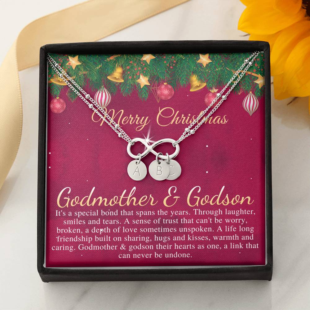 Godmother & Godson Christmas Necklace, Gift for Godmother from Godson, Godmother Christmas Gift, Christmas Jewelry for Godmother #0834