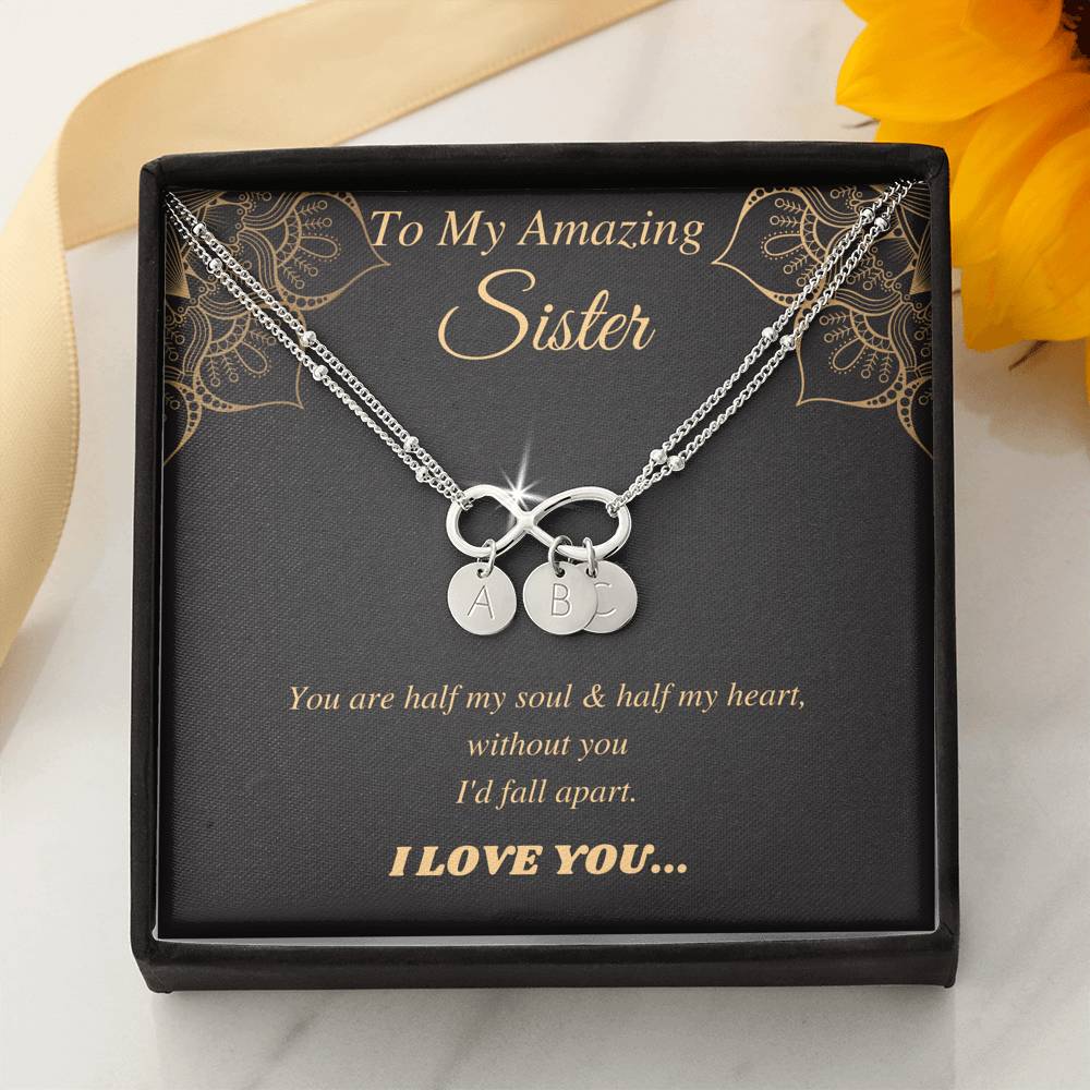 Amazing Sister Bracelet, sister birthday gift, initial bracelet with charms, personalized gift for sister from sister, From Brother #0547