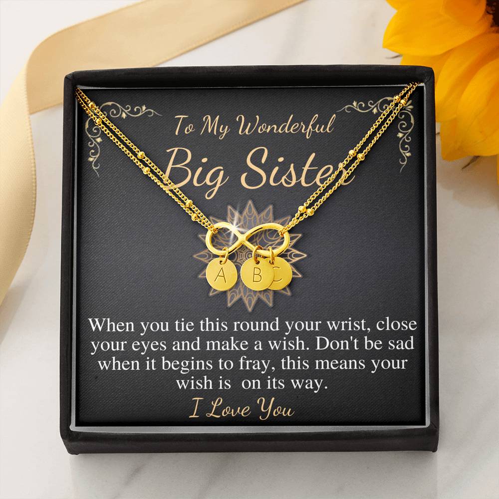 Big sister bracelet, Middle or Little Sister Brother Personalised kids girls name CHARM BRACELET, Big Sister Birthday, Christmas Gift #0558