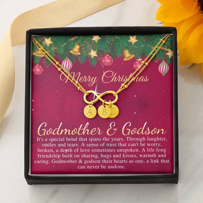 Godmother & Godson Christmas Necklace, Gift for Godmother from Godson, Godmother Christmas Gift, Christmas Jewelry for Godmother #0834