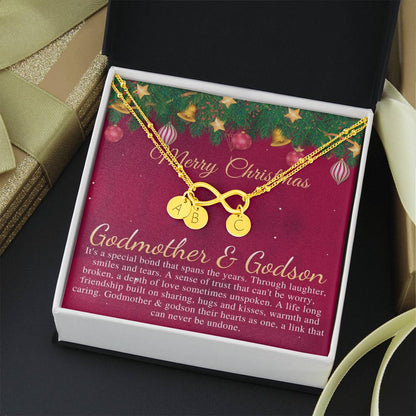 Godmother & Godson Christmas Necklace, Gift for Godmother from Godson, Godmother Christmas Gift, Christmas Jewelry for Godmother #0834