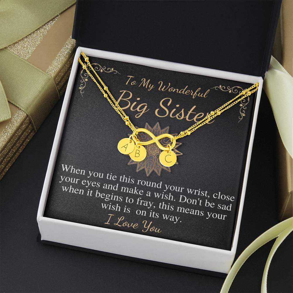 Big sister bracelet, Middle or Little Sister Brother Personalised kids girls name CHARM BRACELET, Big Sister Birthday, Christmas Gift #0558