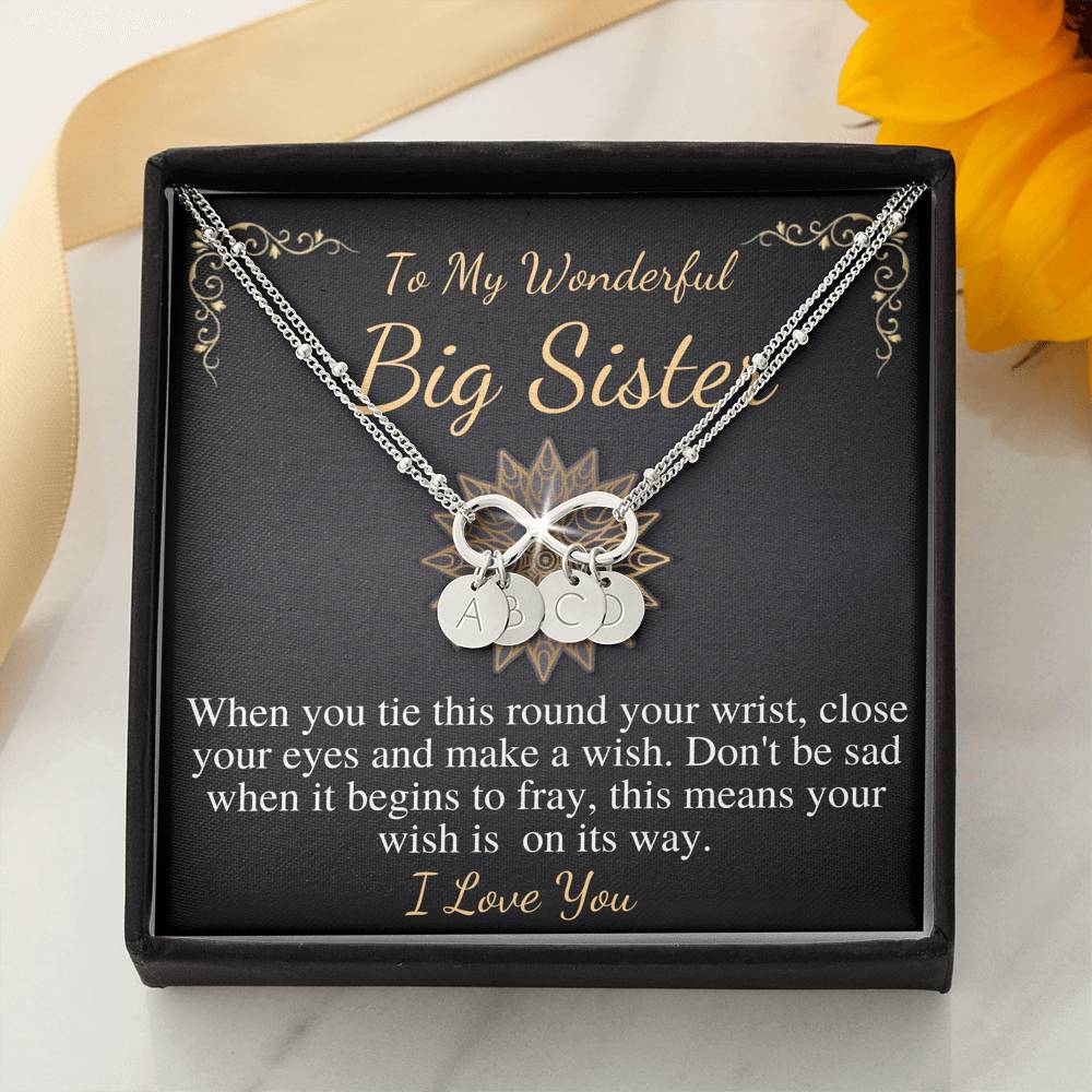Big sister bracelet, Middle or Little Sister Brother Personalised kids girls name CHARM BRACELET, Big Sister Birthday, Christmas Gift #0558