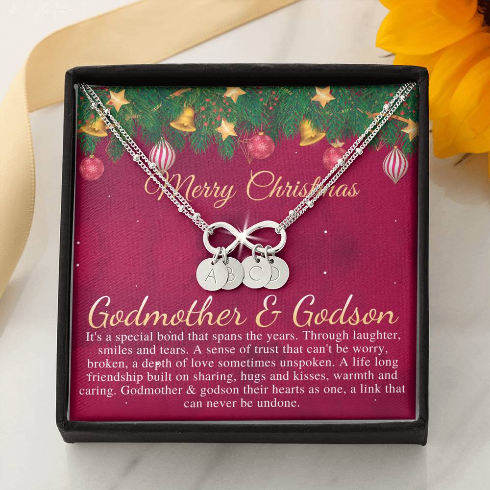 Godmother & Godson Christmas Necklace, Gift for Godmother from Godson, Godmother Christmas Gift, Christmas Jewelry for Godmother #0834