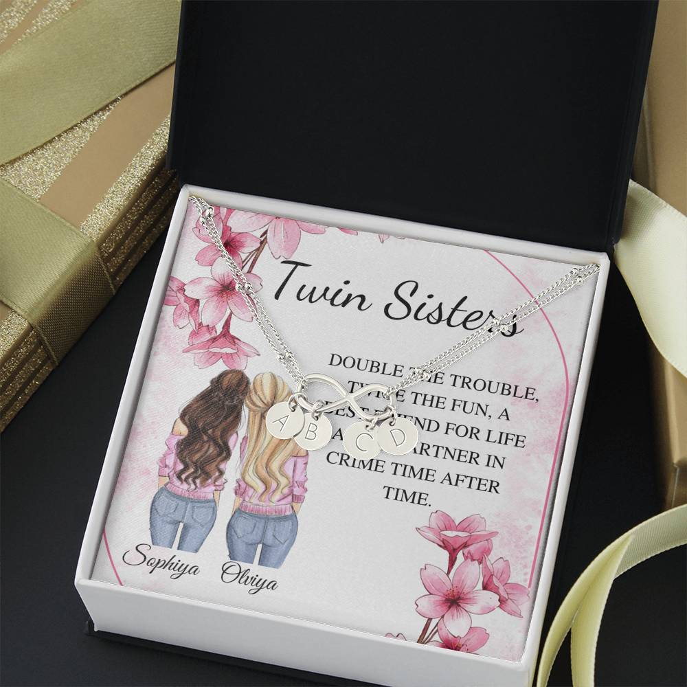 Personalized Bracelet Gift For Twin Sister, Sister Bracelet, Twin Sister BFF Gift, Engraved Initial Charm Bracelet, Twin Birthday Gift #0554