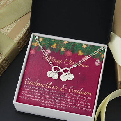 Godmother & Godson Christmas Necklace, Gift for Godmother from Godson, Godmother Christmas Gift, Christmas Jewelry for Godmother #0834