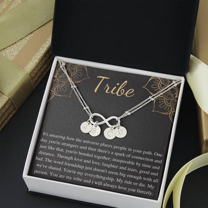 Gift for Your Tribe, Tribe Card and Bracelet, Gift for Friends, Initial Charm Bracelet, Best Friends Gift, Tribe of Friends Christmas #0597