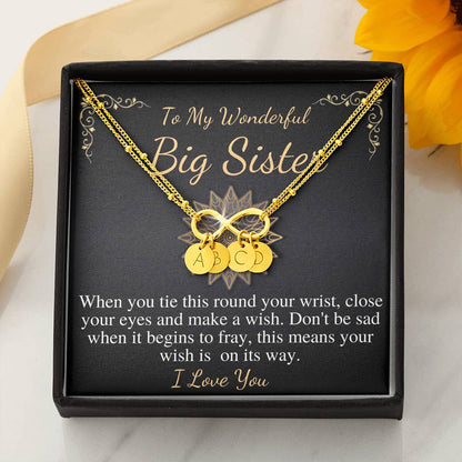 Big sister bracelet, Middle or Little Sister Brother Personalised kids girls name CHARM BRACELET, Big Sister Birthday, Christmas Gift #0558