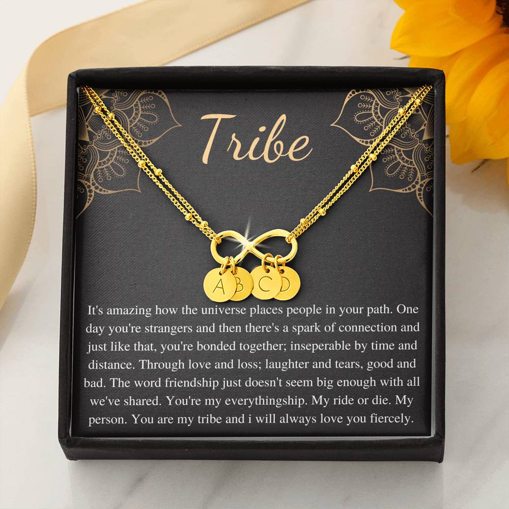 Gift for Your Tribe, Tribe Card and Bracelet, Gift for Friends, Initial Charm Bracelet, Best Friends Gift, Tribe of Friends Christmas #0597