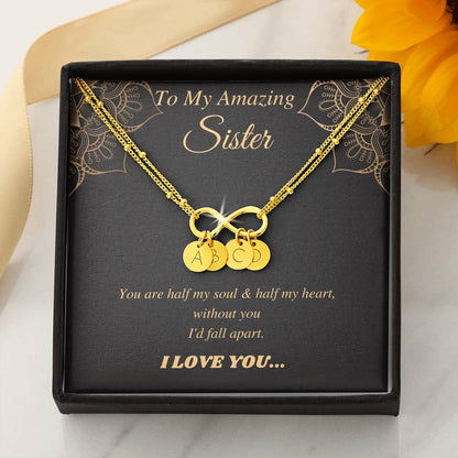 Amazing Sister Bracelet, sister birthday gift, initial bracelet with charms, personalized gift for sister from sister, From Brother #0547
