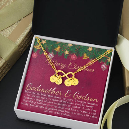 Godmother & Godson Christmas Necklace, Gift for Godmother from Godson, Godmother Christmas Gift, Christmas Jewelry for Godmother #0834