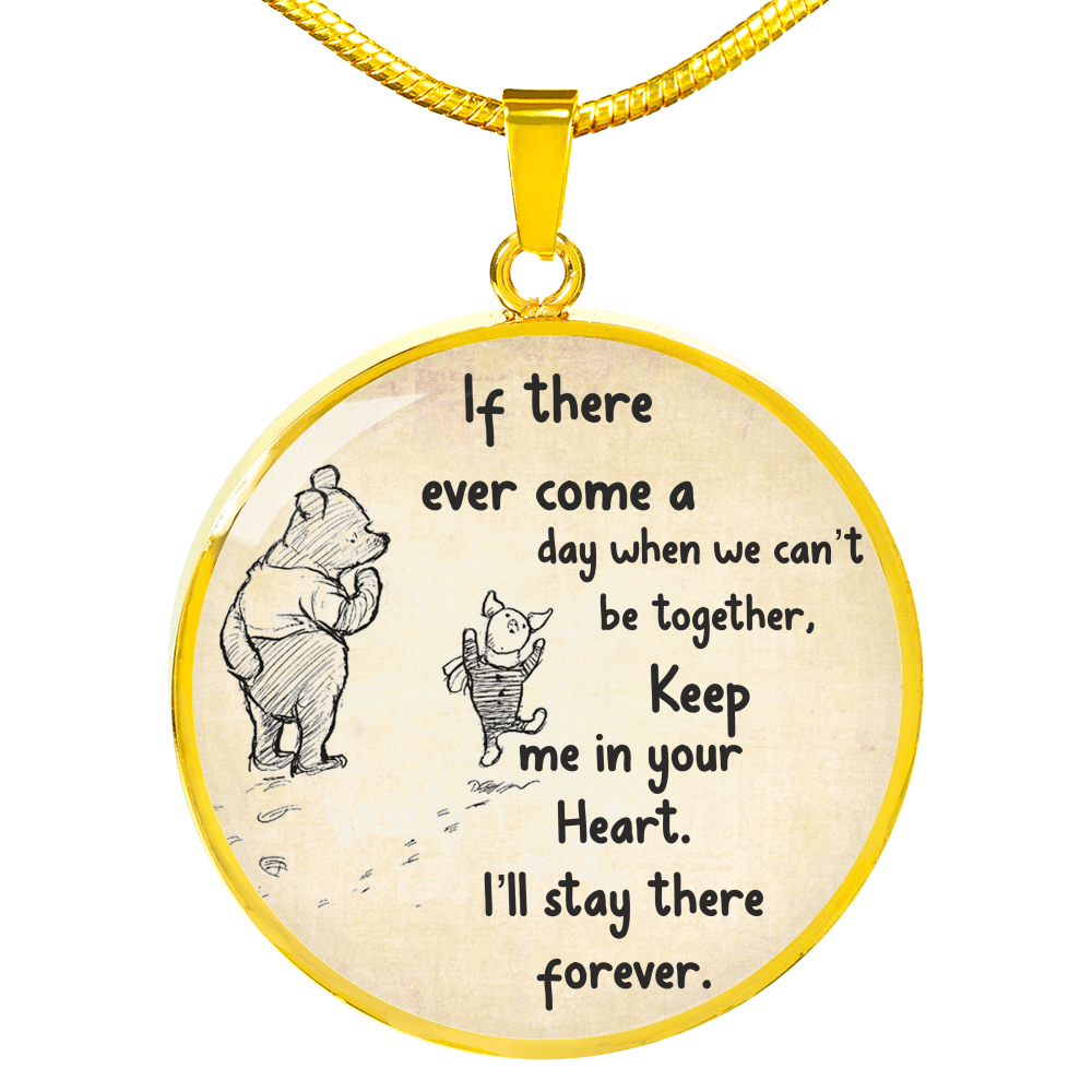 Miss You Neckalce, Winnie The Pooh, FOREVER In Your Heart, Friendship Jewelry, Inspiration, Key Chain, Friendship Quote,