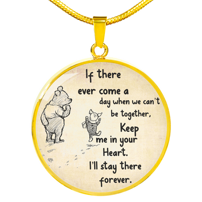 Miss You Neckalce, Winnie The Pooh, FOREVER In Your Heart, Friendship Jewelry, Inspiration, Key Chain, Friendship Quote,