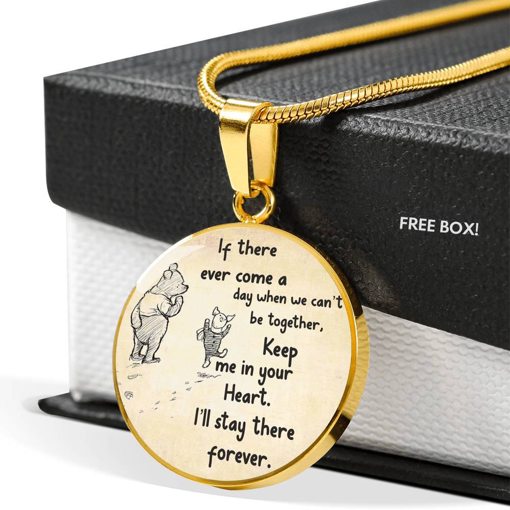 Miss You Neckalce, Winnie The Pooh, FOREVER In Your Heart, Friendship Jewelry, Inspiration, Key Chain, Friendship Quote,
