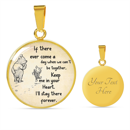 Miss You Neckalce, Winnie The Pooh, FOREVER In Your Heart, Friendship Jewelry, Inspiration, Key Chain, Friendship Quote,