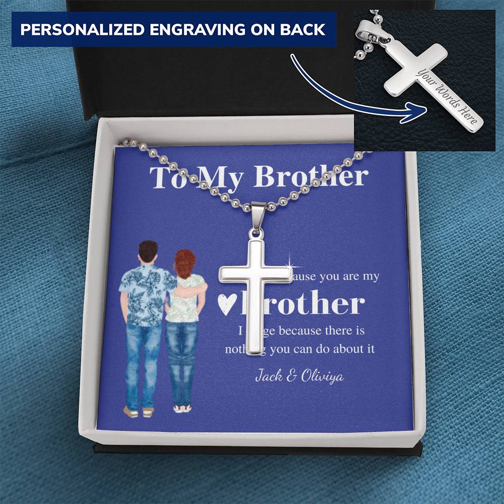 Brother Gift from Sister, Cross Necklace for Little Brother, Gifts for Young Brother, brother Birthday gift, Cross Christmas Gift  #0565
