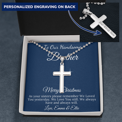 Brother Christmas Gift Cross Necklace, Christmas Gift for Brother from Sister,Personalized Gifts With Name,Teenage Brother,Thankgiving #0833 emma & ellie