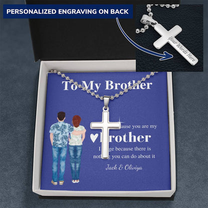 Brother Gift from Sister, Cross Necklace for Little Brother, Gifts for Young Brother, brother Birthday gift, Cross Christmas Gift  #0565