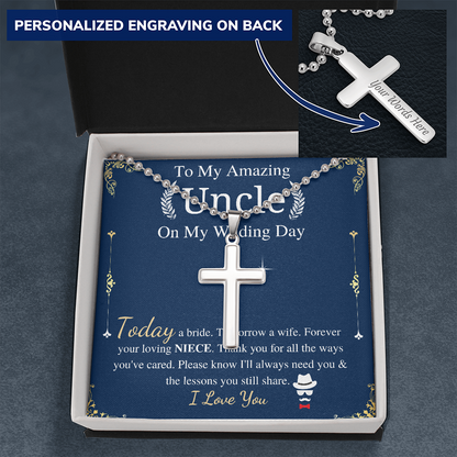 Uncle Of The Bride Gift From Niece To Uncle Wedding Gift From Bride Wedding Gift To Uncle Cross Necklace Wedding Gift, Personalized gift