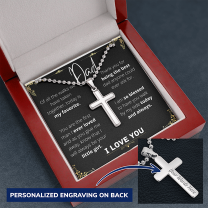 Gift for Dad ,Cross Pendant Necklace, Gift From Daughter or Son, Father's Day gift For Dad, Dad Birthday, Father Day Gift, Best Father