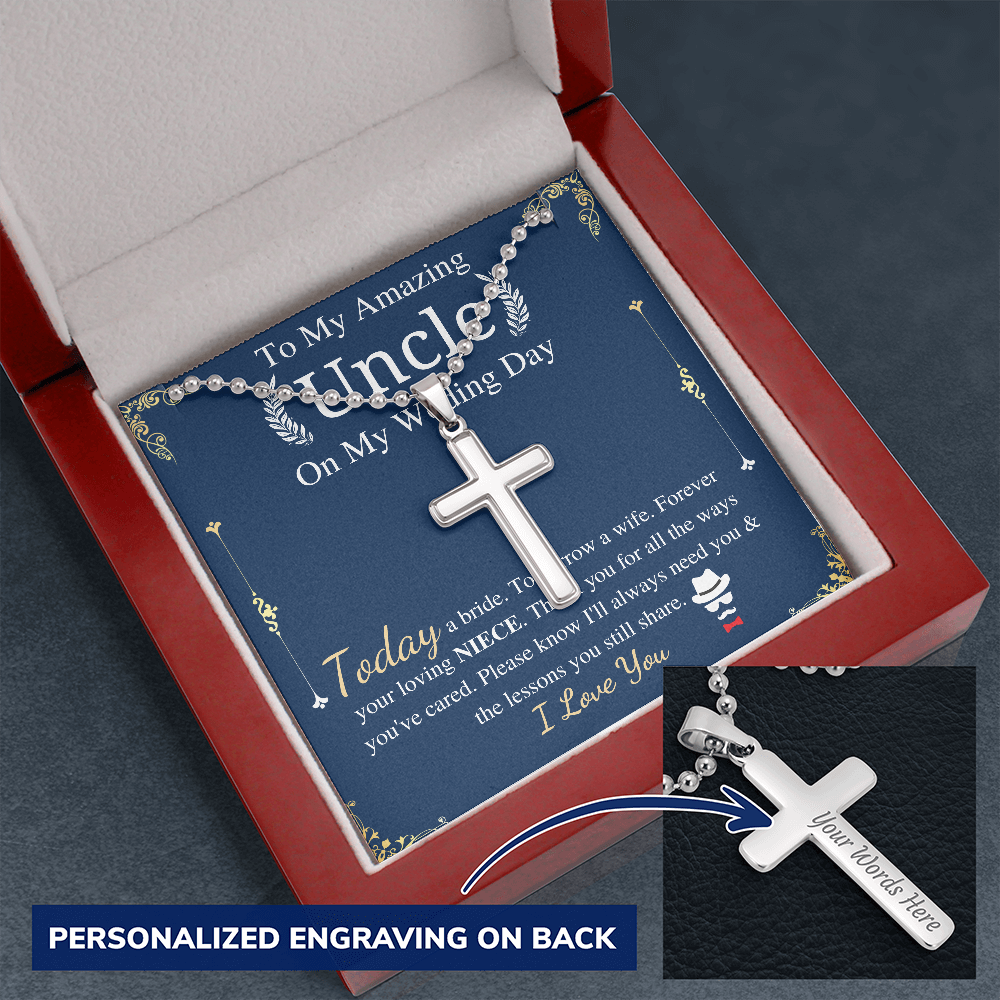 Uncle Of The Bride Gift From Niece To Uncle Wedding Gift From Bride Wedding Gift To Uncle Cross Necklace Wedding Gift, Personalized gift